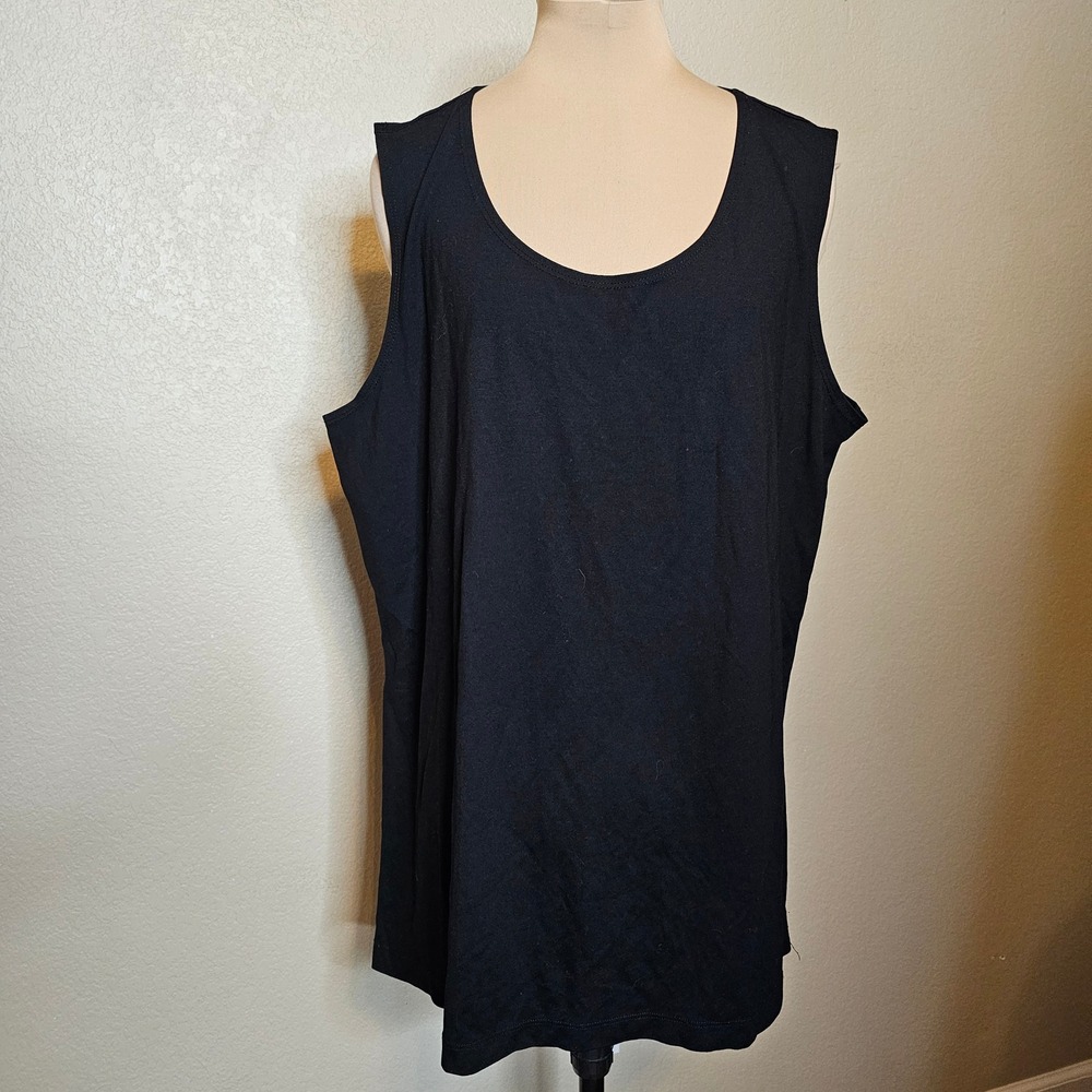 Bryn Walker‎ Black 2X Tunic Tank Top Sleeveless Scoop Neck Made in USA